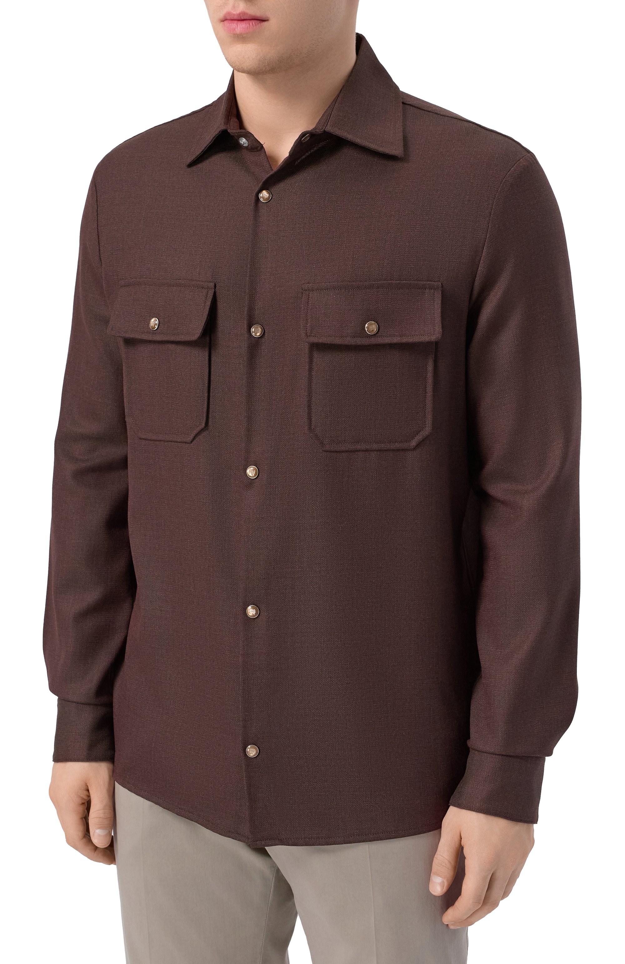 Шерстяная рубашка MARCO PESCAROLO темно-коричневого цвета по цене 97300 руб., арт. NEXT/5318_001, фото 3 Шерстяная рубашка MARCO PESCAROLO, арт. NEXT/5318_001, фото 3