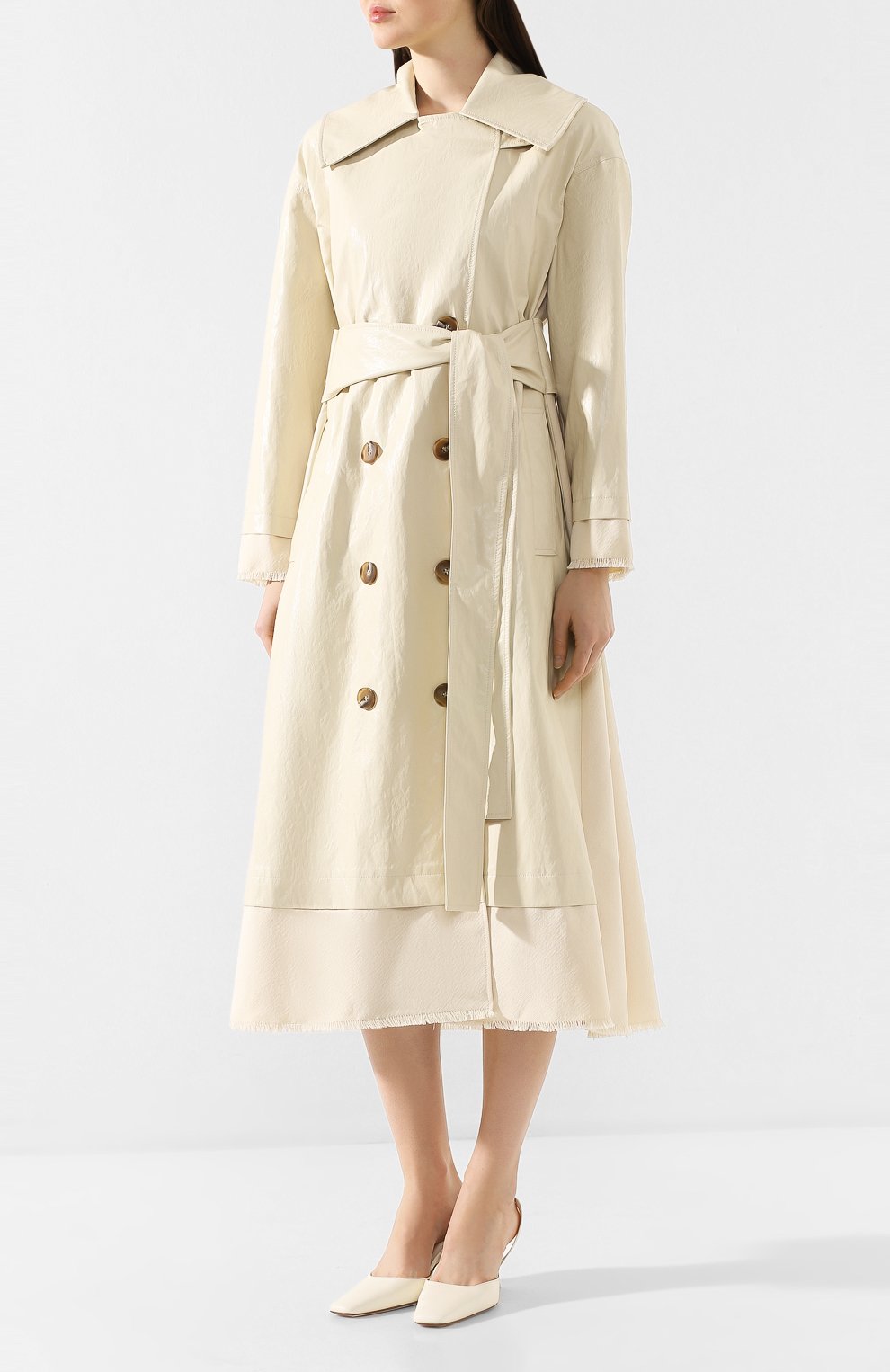 Хлопковый тренч REJINA PYO белого цвета по цене 83050 руб., арт. A085/FAUX LEATHER+ITALIAN CANVAS, фото 3 Хлопковый тренч REJINA PYO, арт. A085/FAUX LEATHER+ITALIAN CANVAS, фото 3