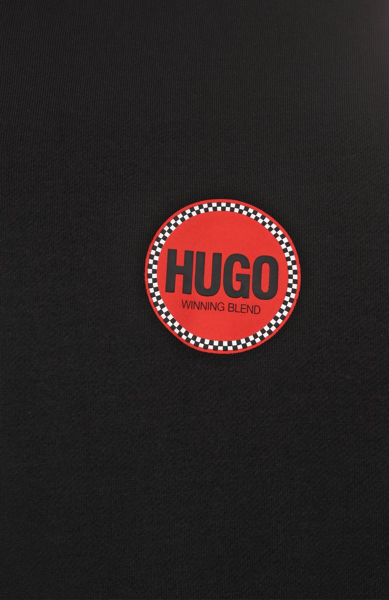 Мужской хлопковая толстовка HUGO черного цвета, арт. 50530649 | Фото 6 (Мужское Кросс-КТ: свитшот-одежда; Принт: Без принта; Стили: Кэжуэл; Длина (для топов): Стандартные; Материал внешний: Хлопок; Рукава: Длинные; Автоматизация ТО: Проставлено; Автоматизация состава: Проставлено)