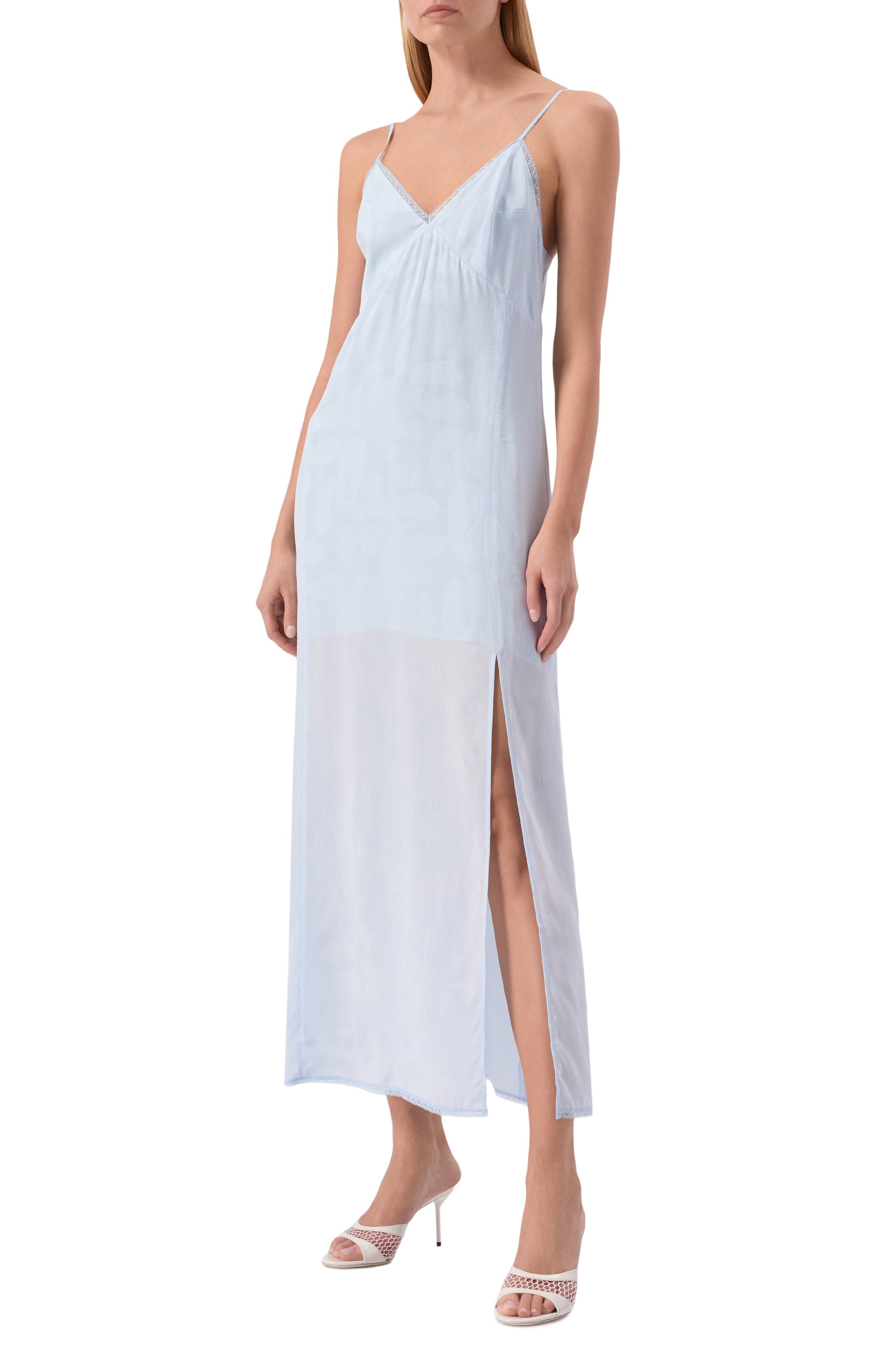 Шелковое платье ZADIG AND VOLTAIRE голубого цвета по цене 66050 руб., арт. WWDR02660, фото 2 Шелковое платье ZADIG AND VOLTAIRE, арт. WWDR02660, фото 2