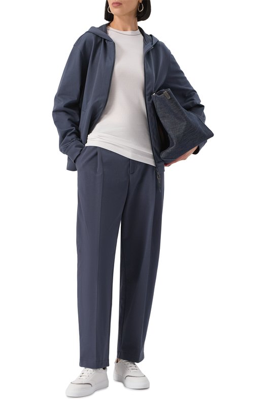 Хлопковые брюки Brunello Cucinelli MP827SN799 Синий  MP827SN799 Фото 2
