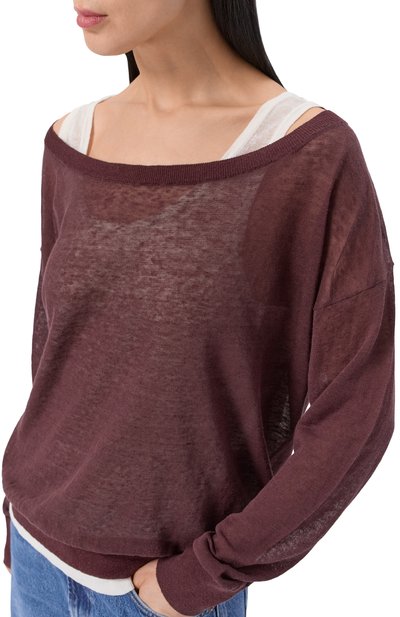 Пуловер изо льна и хлопка BOSS коричневого цвета по цене 31900 руб., арт. 50562972, фото 5 Пуловер изо льна и хлопка BOSS, арт. 50562972, фото 5