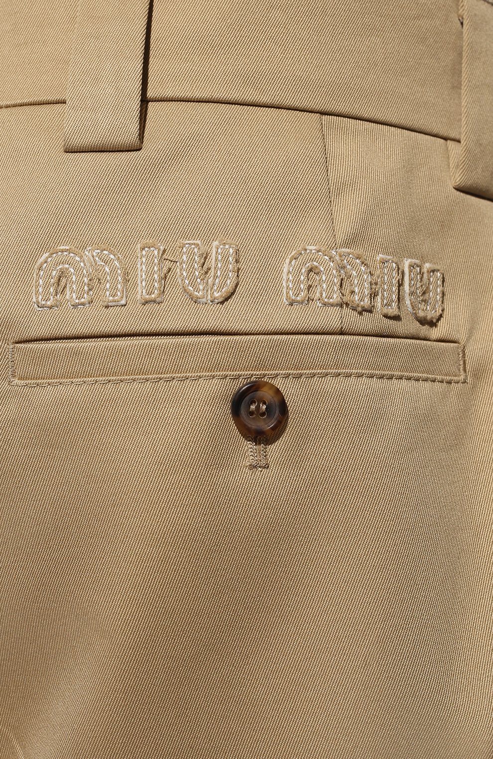 Хлопковые шорты MIU MIU бежевого цвета по цене 98000 руб., арт. MP1570-1UPX-F0065, фото 5 Хлопковые шорты MIU MIU, арт. MP1570-1UPX-F0065, фото 5