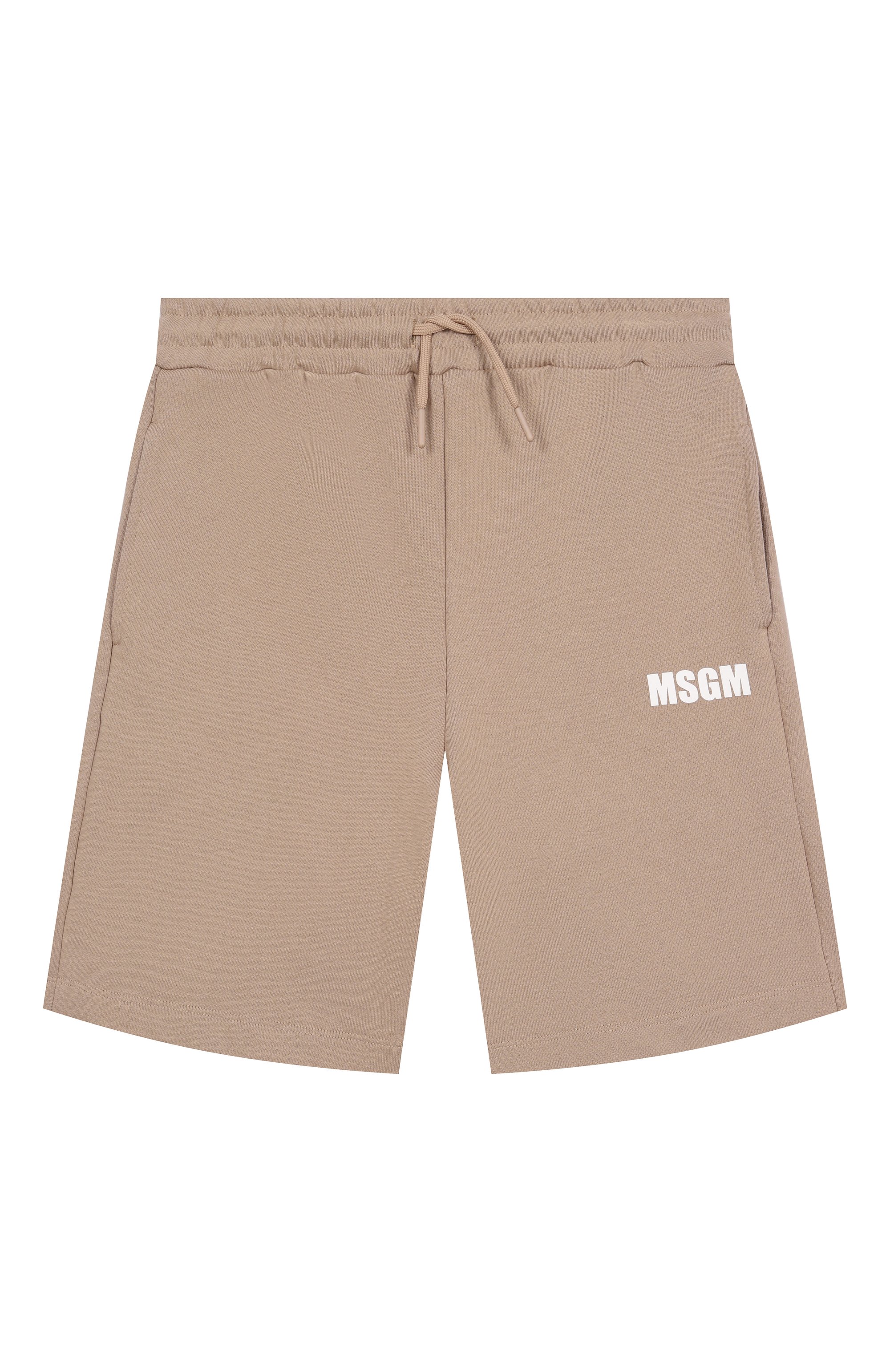 Хлопковые шорты MSGM KIDS бежевого цвета по цене 7555 руб., арт. S5MSJUBE072, фото 1 Хлопковые шорты MSGM KIDS, арт. S5MSJUBE072, фото 1