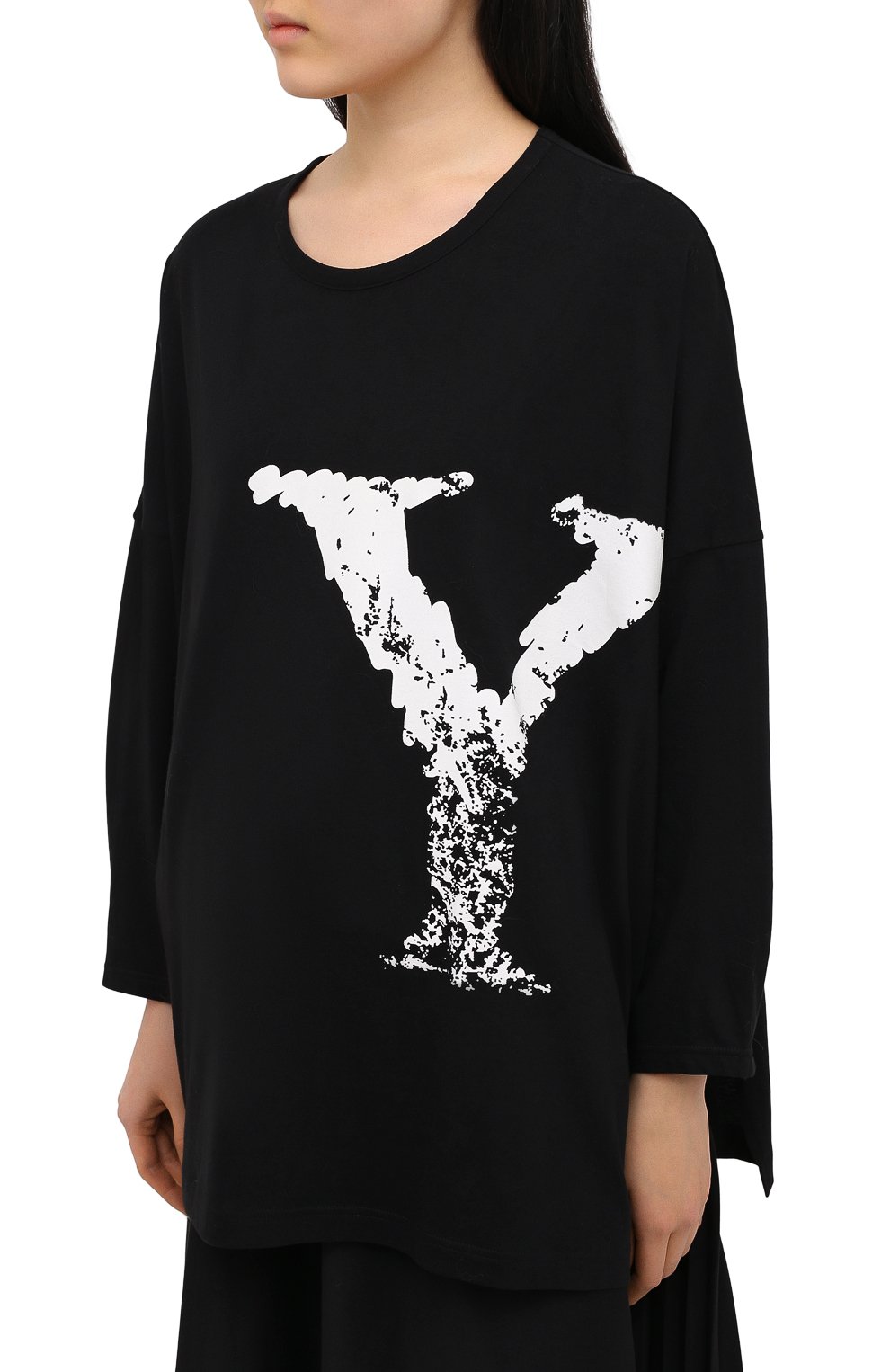 Хлопковый лонгслив YOHJI YAMAMOTO черного цвета по цене 34950 руб., арт. NR-T61-077, фото 3 Хлопковый лонгслив YOHJI YAMAMOTO, арт. NR-T61-077, фото 3