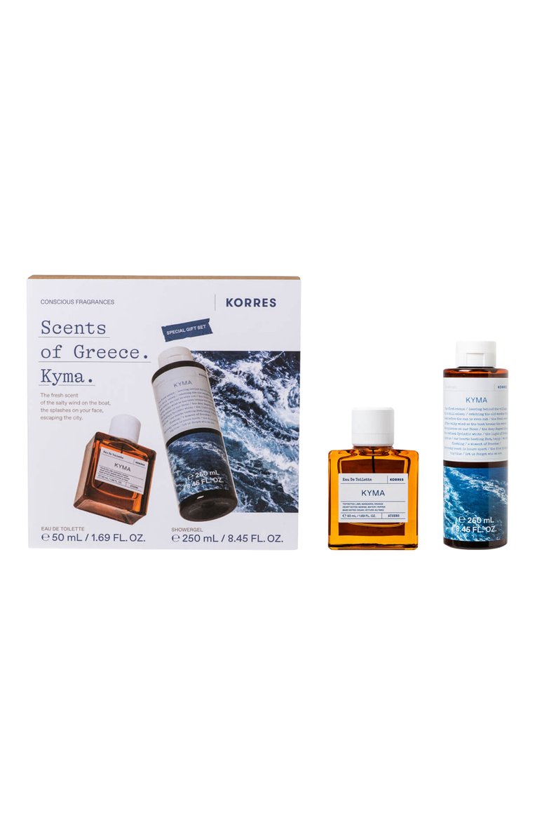 Парфюмерный набор kyma (50+250ml) KORRES бесцветного цвета, арт. 5203069127656 | Фото 1 (Нос: Не проставлено; Региональные огра�ничения белый список (Axapta Mercury): Не проставлено; Косметика кросс-кт: Парфюмерия У; Ограничения доставки: flammable)
