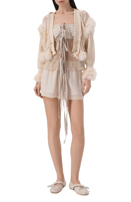 Шелковые шорты Ann Demeulemeester B0013990/FA731 Бежевый  B0013990/FA731 Фото 2