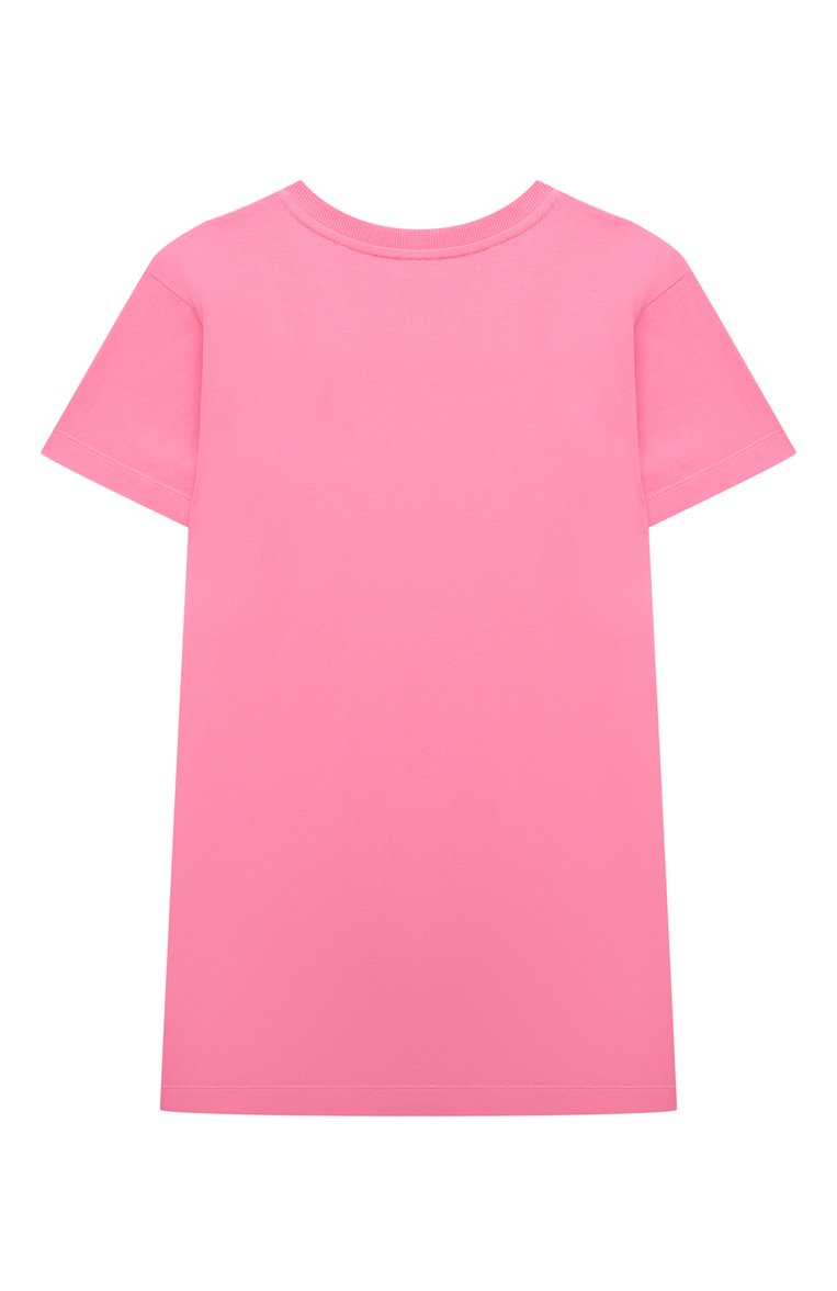Детское хлопковое платье MOSCHINO розового цвета, арт. HAV0BQ/LBA00/4-8 | Фото 2 (Рукава: Короткие; Материал внешний: Хлопок; Девочки Кросс-КТ: Платье-одежда; Случай: Повседневный; Драгоценные камни: Проставлено; Материал сплава: Проставлено; Региональные ограничения белый список (Axapta Mercury): Не проставлено)