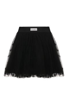 Детская юбка DOLCE & GABBANA черного цвета, арт. L54I86/G7K7L/2-6 | Фото 1 (Случай: Вечерний; Материал внешний: Синтетический материал; Материал сплава: Проставлено; Нос: Не проставлено; Материал подклада: Вискоза)