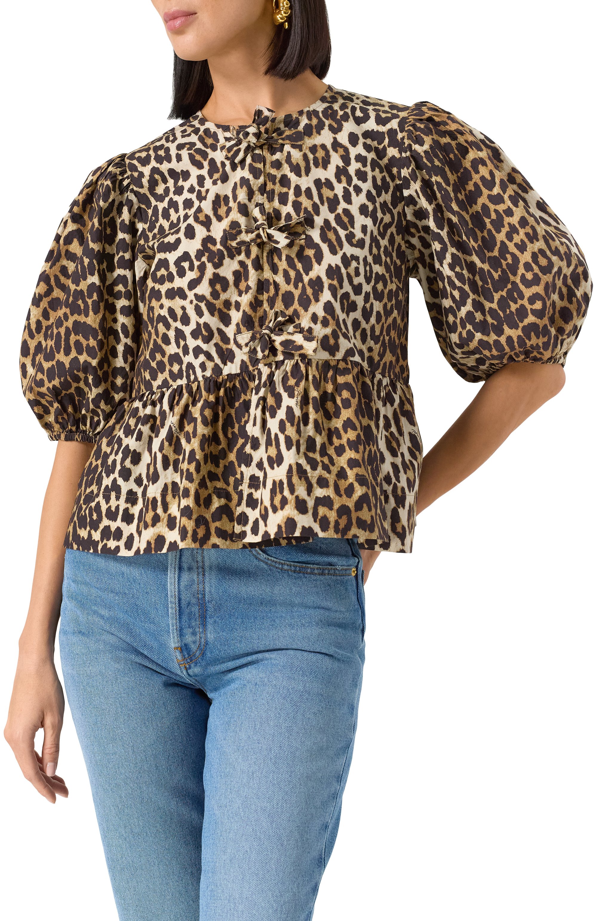 Хлопковая блузка GANNI, арт. F9116, фото 3