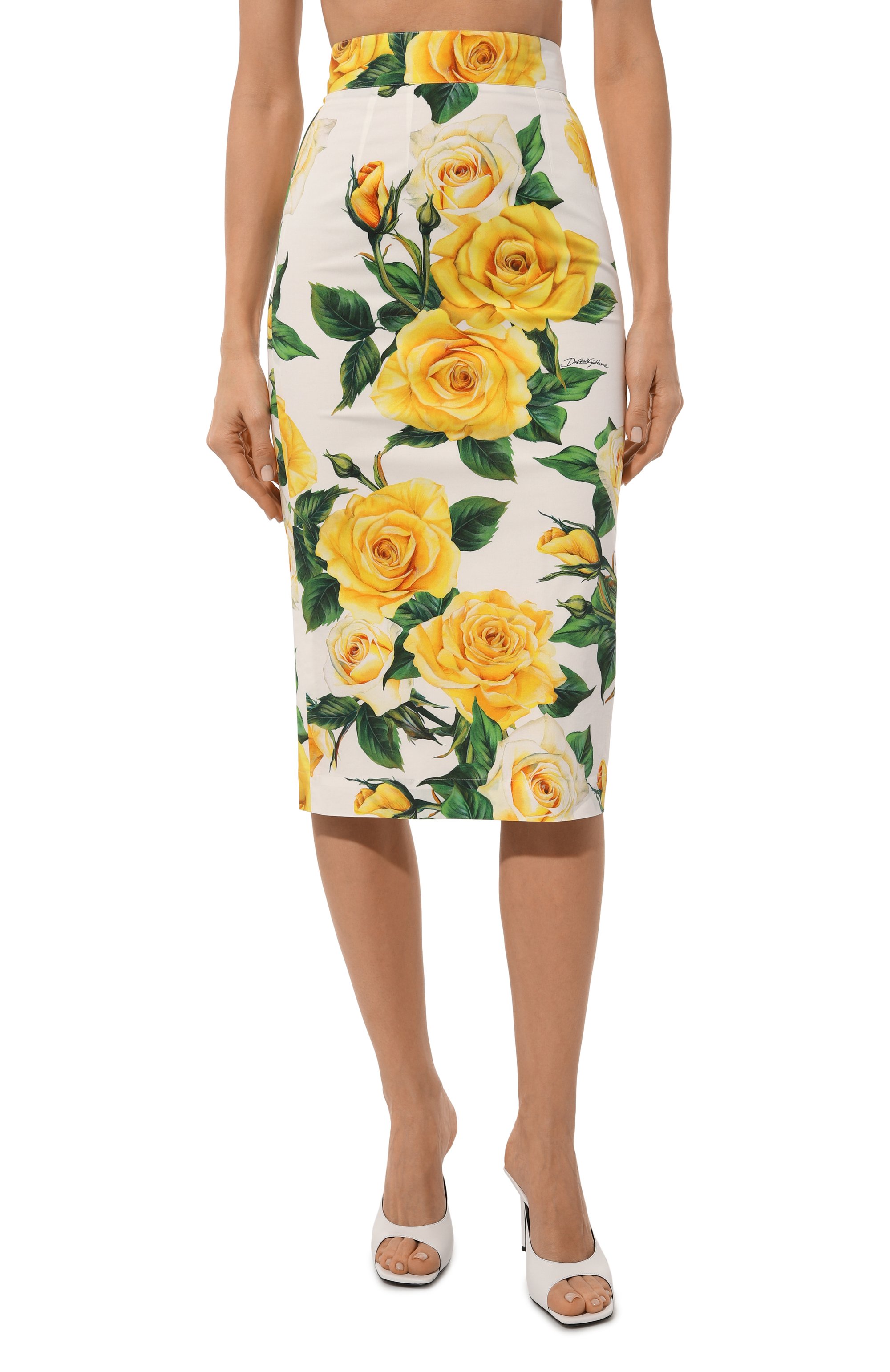 Хлопковая юбка DOLCE & GABBANA разноцветного цвета по цене 85950 руб., арт. F4CDFT/FSEHW, фото 3 Хлопковая юбка DOLCE & GABBANA, арт. F4CDFT/FSEHW, фото 3