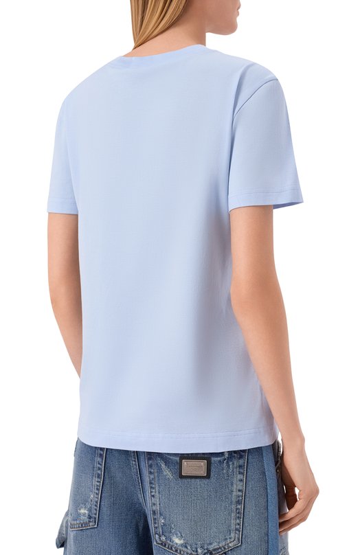 Хлопковая футболка Dolce & Gabbana F8V42Z/GDDL1 Голубой  F8V42Z/GDDL1 Фото 4