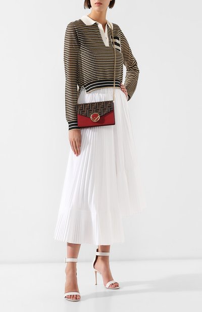 Кожаная сумка FENDI красного цвета по цене 112500 руб., арт. 8BS006 A6CA, фото 2 Кожаная сумка FENDI, арт. 8BS006 A6CA, фото 2