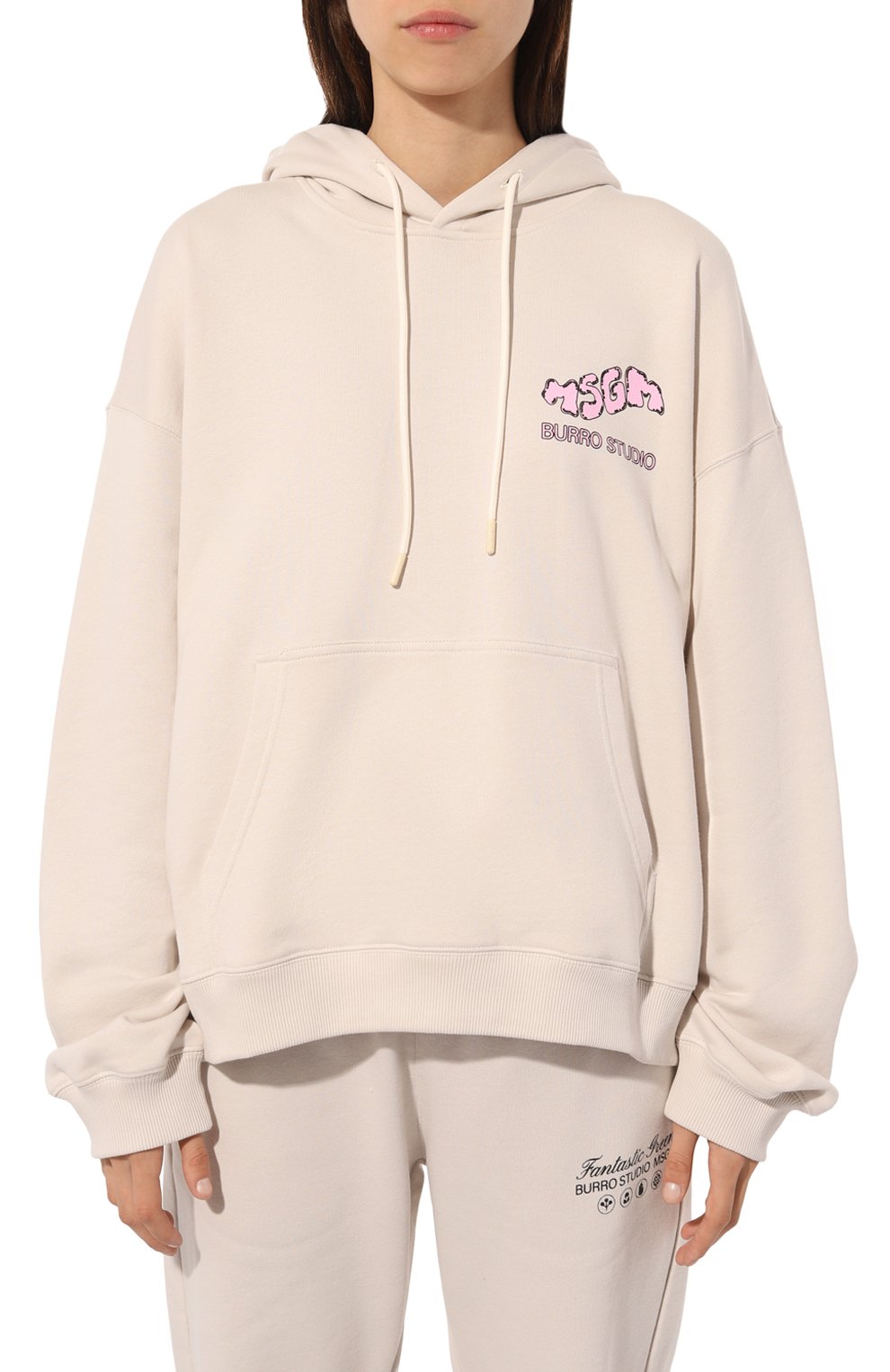 Хлопковое худи MSGM кремового цвета по цене 25050 руб., арт. 3746MM08/247792, фото 3 Хлопковое худи MSGM, арт. 3746MM08/247792, фото 3