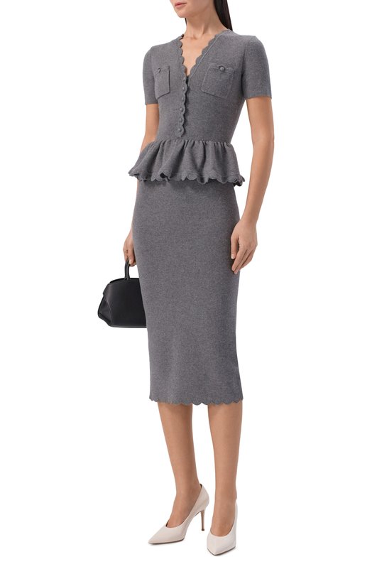 Платье из хлопка и шерсти self-portrait RS26106MGR Серый  RS26106MGR Фото 2