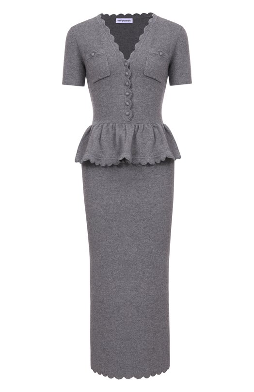 Платье из хлопка и шерсти self-portrait RS26106MGR Серый RS26106MGR