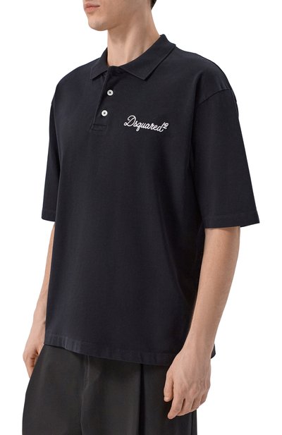Хлопковое поло DSQUARED2 черного цвета по цене 41450 руб., арт. S74GL0100/D20106, фото 3 Хлопковое поло DSQUARED2, арт. S74GL0100/D20106, фото 3