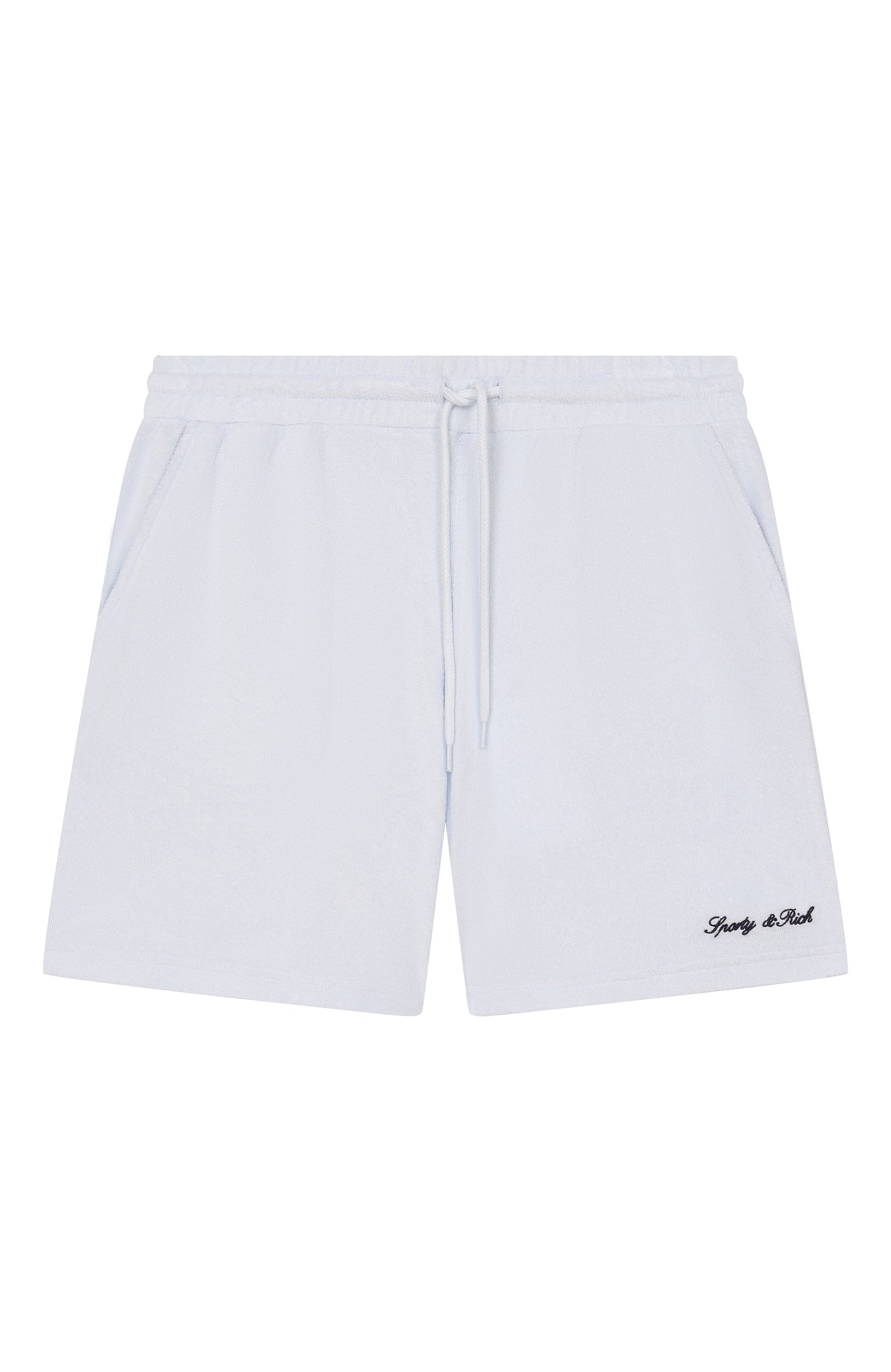 Хлопковые шорты SPORTY AND RICH голубого цвета по цене 12100 руб., арт. SH06675326BL90, фото 1 Хлопковые шорты SPORTY AND RICH, арт. SH06675326BL90, фото 1