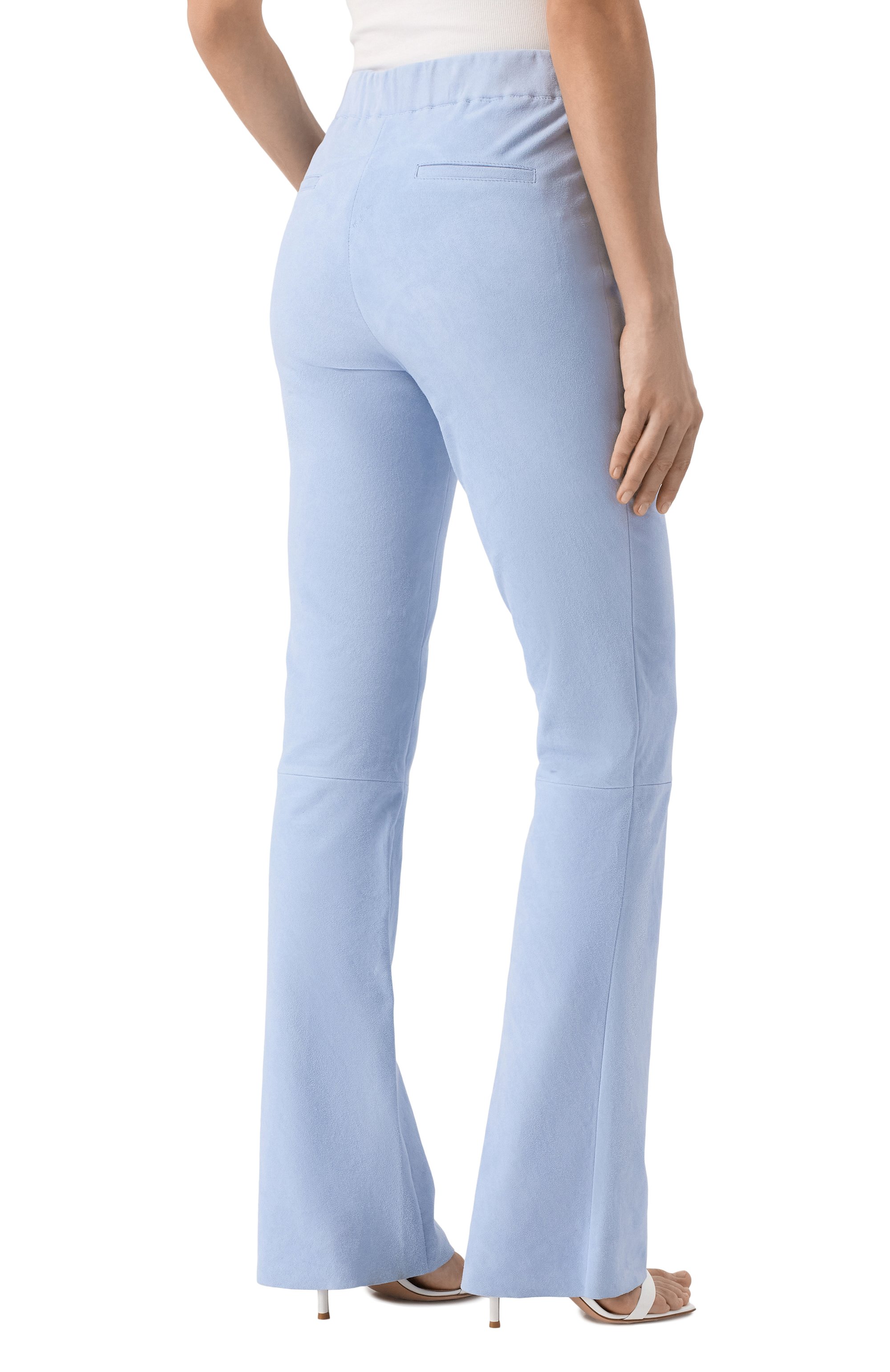 Замшевые брюки MAX AND MOI голубого цвета по цене 99500 руб., арт. E24BEYINA, фото 4 Замшевые брюки MAX AND MOI, арт. E24BEYINA, фото 4