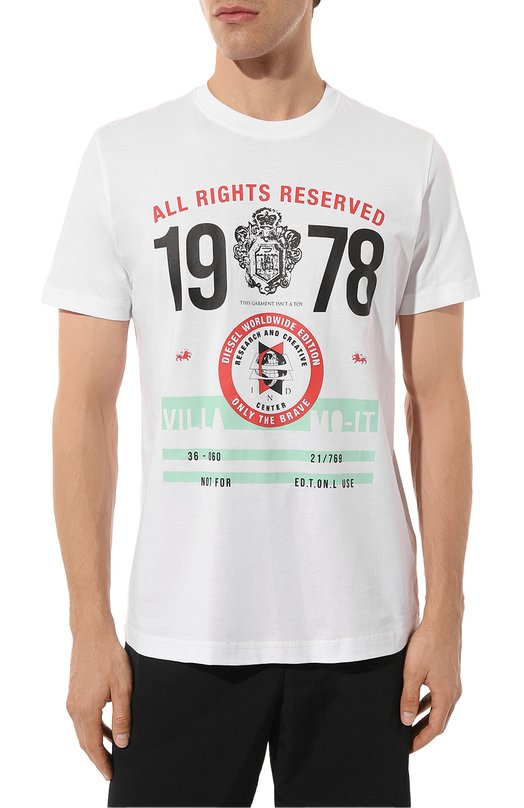 Хлопковая футболка Diesel A12501/0GRAI Белый  A12501/0GRAI Фото 3