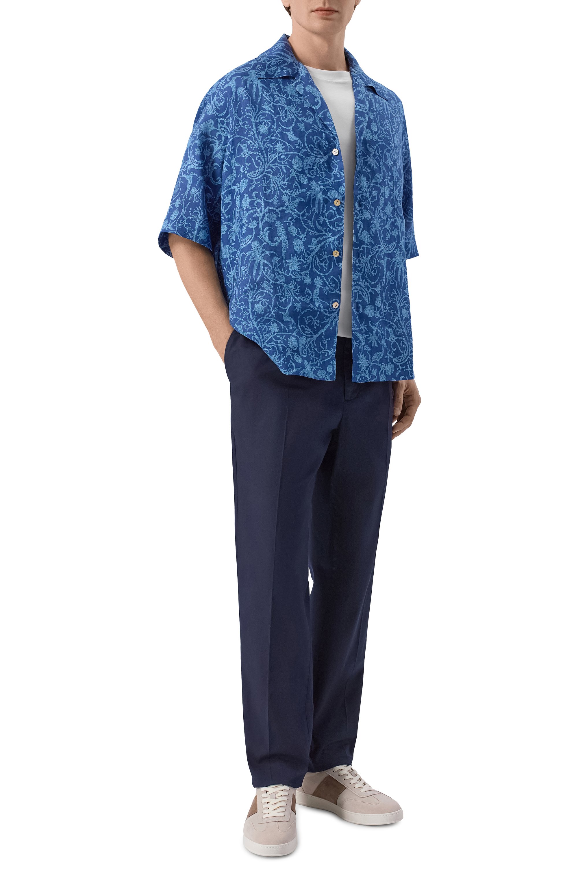 Льняная рубашка KITON синего цвета по цене 121000 руб., арт. UMC028H09717, фото 2 Льняная рубашка KITON, арт. UMC028H09717, фото 2