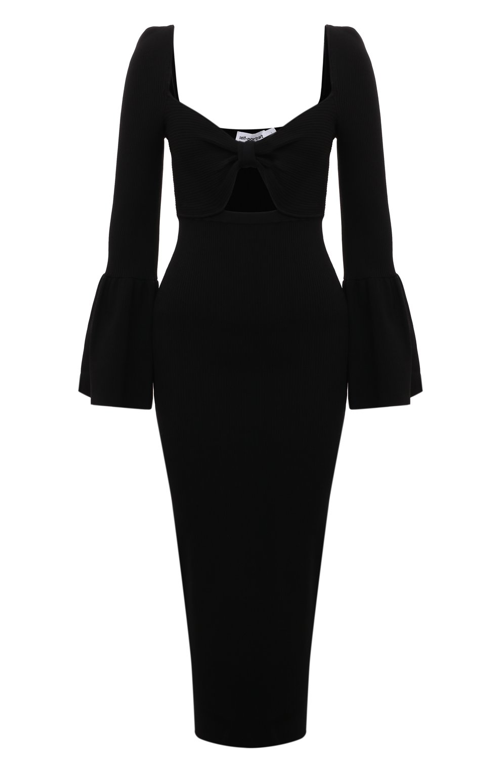 Платье из вискозы SELF-PORTRAIT черного цвета по цене 66950 руб., арт. PF22-058S, фото 1 Платье из вискозы SELF-PORTRAIT, арт. PF22-058S, фото 1