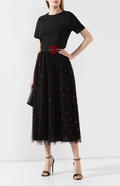 Юбка-миди REDVALENTINO черного цвета по цене 56800 руб., арт. SR3RA00J/4CN, фото 2 Юбка-миди REDVALENTINO, арт. SR3RA00J/4CN, фото 2