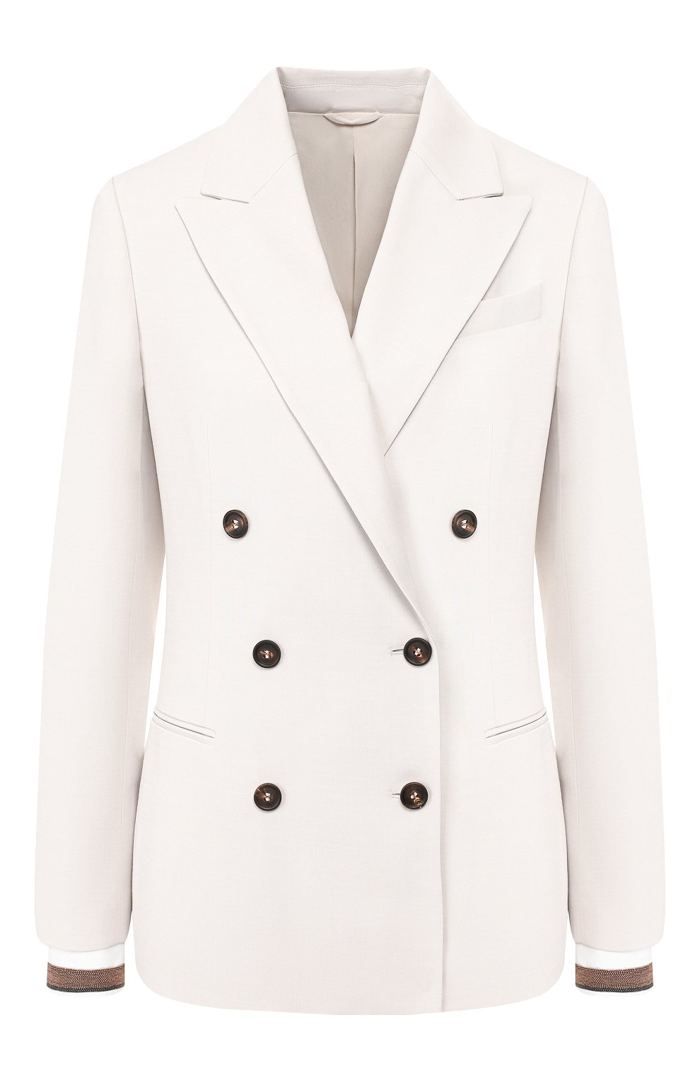 Двубортный жакет BRUNELLO CUCINELLI бежевого цвета по цене 528000 руб., арт. MB5218736P, фото 1 Двубортный жакет BRUNELLO CUCINELLI, арт. MB5218736P, фото 1