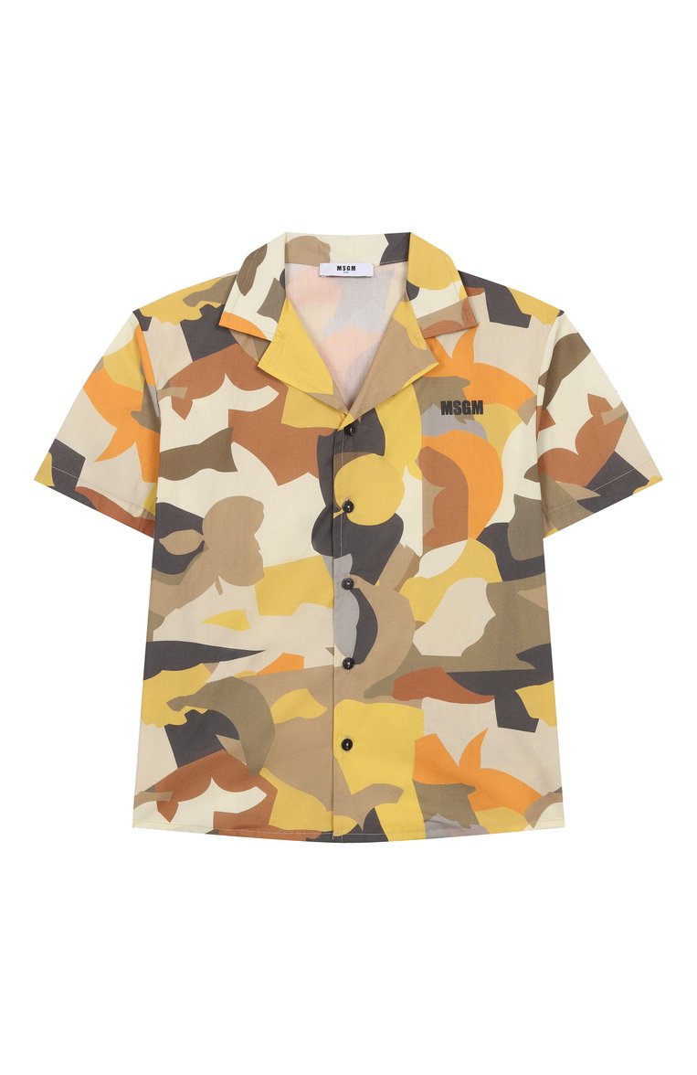 Детская хлопковая рубашка MSGM KIDS разноцветного цвета, арт. S5MSJBSI015 | Фото 1 (Материал внешний: Хлопок; Рукава: Короткие; Случай: Повседневный; Автоматизация состава: Проставлено; Автоматизация ТО: Проставлено; Ростовка одежда: 6 лет | 116 см, 8 лет | 128 см, 10 - 11 лет | 140 - 146см, 12 лет | 152 см, 16 лет | 164 см)