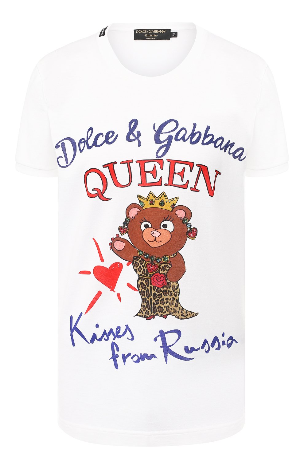 Хлопковая футболка с принтом DOLCE & GABBANA белого цвета по цене 39950 руб., арт. I8334W/HH7MY, фото 1 Хлопковая футболка с принтом DOLCE & GABBANA, арт. I8334W/HH7MY, фото 1