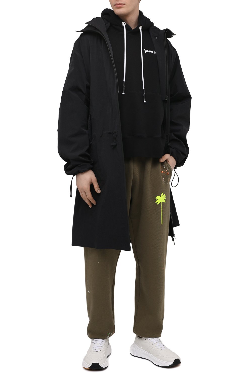 Хлопковые джоггеры PALM ANGELS хаки цвета по цене 56450 руб., арт. PMCH011S21FLE0035618, фото 2 Хлопковые джоггеры PALM ANGELS, арт. PMCH011S21FLE0035618, фото 2