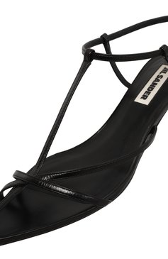 Женские кожаные босоножки JIL SANDER черного цвета, арт. J15WP0129/P6521 | Фото 7 (Подошва: Плоская; Материал внутренний: Натуральная кожа; Каблук высота: Низкий; Материал сп�лава: Проставлено; Драгоценные камни: Проставлено; Каблук тип: Kitten heel; Материал внешний: Натуральная кожа)
