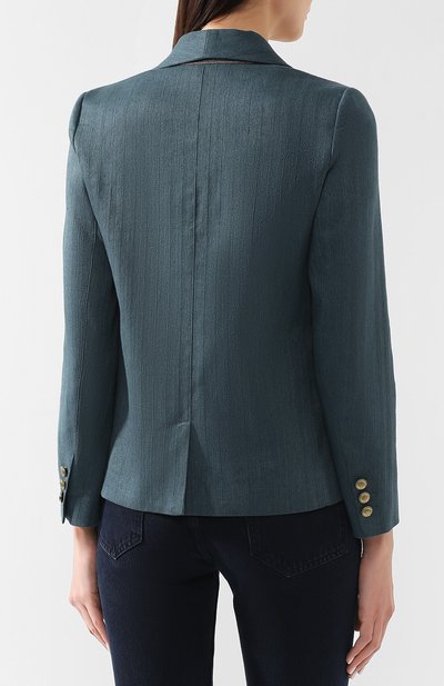 Жакет из хлопка и льна BRUNELLO CUCINELLI темно-зеленого цвета по цене 225500 руб., арт. MF5788469, фото 4 Жакет из хлопка и льна BRUNELLO CUCINELLI, арт. MF5788469, фото 4