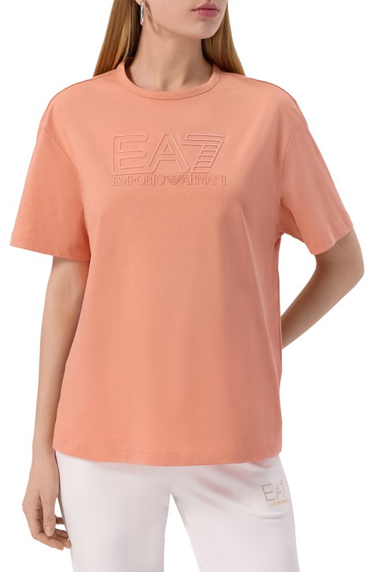 Хлопковая футболка EA7 7W000098/AF12503 Розовый  7W000098/AF12503 Фото 3