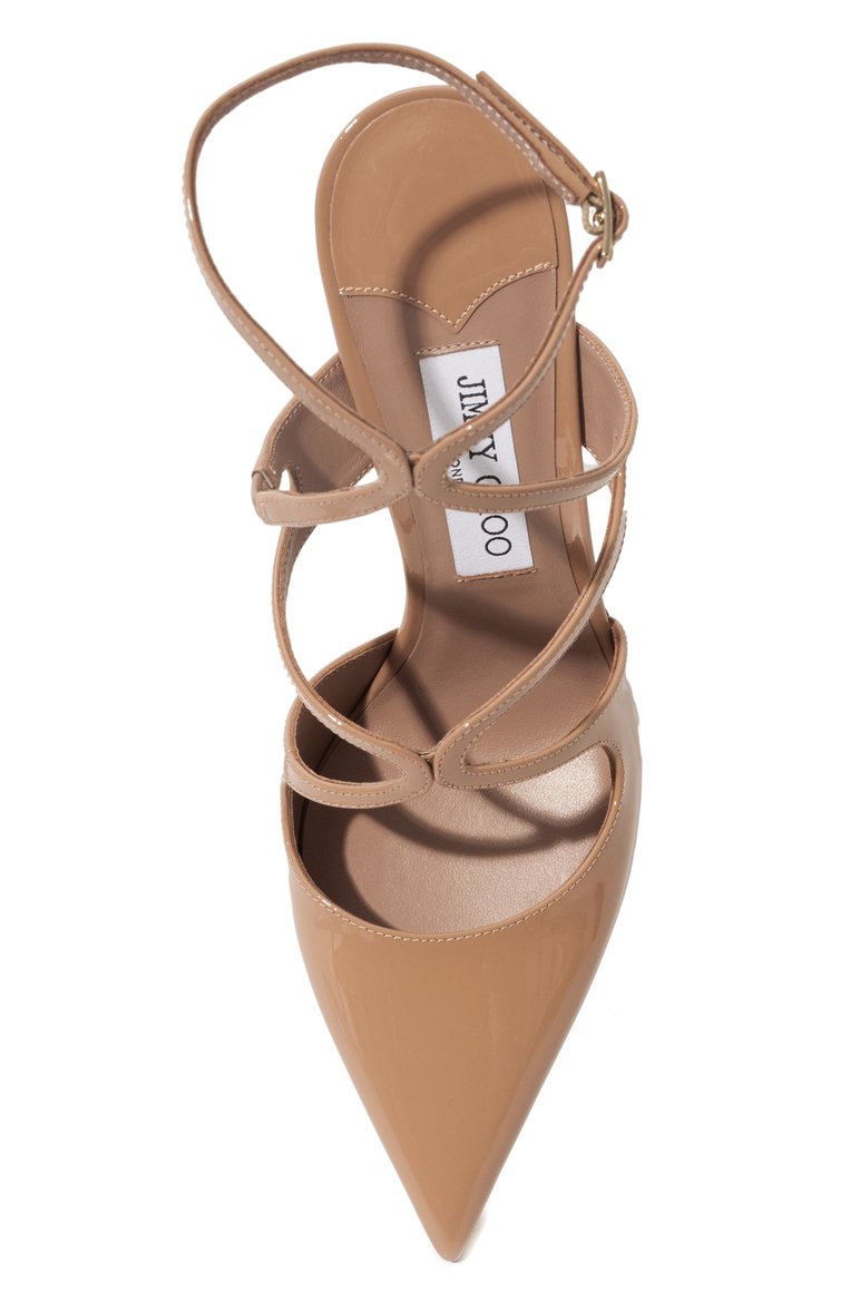 Женские кожаные туфли azia 95 JIMMY CHOO светло-розового цвета, арт. AZIA PUMP 95/PAT | Фото 6 (Материал внутренний: Натуральная кожа; Драгоценные камни: Проставлено; Материал сплава: Проставлено; Каблук высота: Высокий; Каблук тип: Шпилька; Материал внешний: Натуральная кожа; Подошва: Плоская)