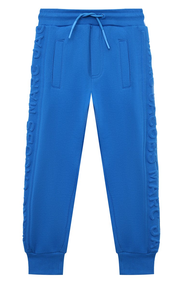 Детские хлопковые джоггеры MARC JACOBS (THE) синего цвета, арт. W60009/2A-5A | Фото 1 (Нос: Не про�ставлено; Материал внешний: Хлопок; Девочки Кросс-КТ: Джоггеры-одежда, Брюки-спорт; Автоматизация состава: Проставлено; Ростовка одежда: 4 года | 104 см, 24 мес | 92 см)