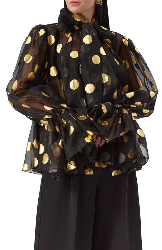 Шелковая блузка Dolce & Gabbana F7AI9T/HS100 Чёрный  F7AI9T/HS100 Фото 3
