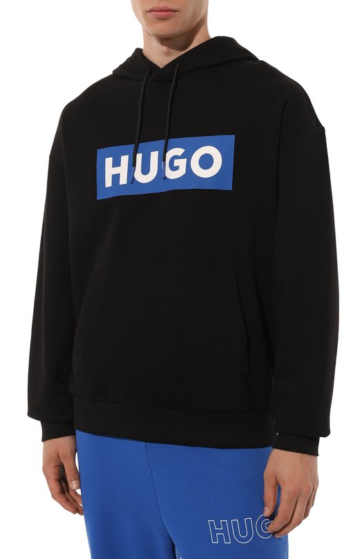 Хлопковое худи HUGO Blue 50522370 Чёрный  50522370 Фото 3