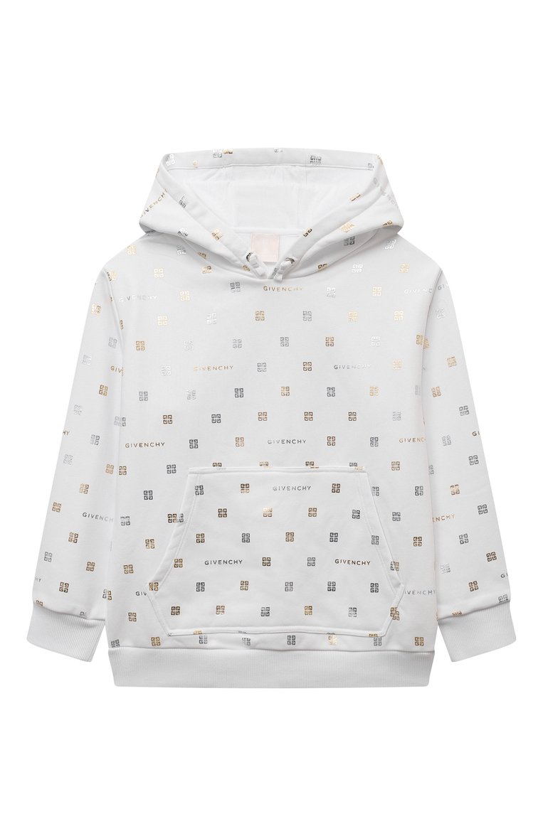 Детский хлопковое худи GIVENCHY белого цвета, арт. H30070/6A-12A | Фото 1 (Материал внешний: Хлопок; Рукава: Длинные; Девочки Кросс-КТ: Худи-одежда; Автоматизация состава: Проставлено; Автоматизация ТО: Проставлено; Ростовка одежда: 5 лет | 110 см, 10 - 11 лет | 140 - 146см, 12 лет | 152 см, 7 лет | 122 см)