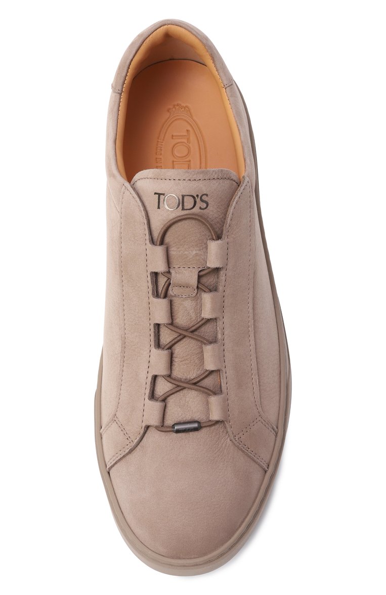 Мужские кеды из нубука TOD’S бежевого цвета, арт. XXM04L0JF40/6RN | Фото 6 (Материал внешний: Натуральная кожа; Подошва: Плоская; Материал внутренний: Натуральная кожа; Автоматизация ТО: Проставлено; Автоматизация состава: Проставлено; Материал утеплителя: Без утеплителя; Стили: Классический; Кросс-КТ: Низкие)