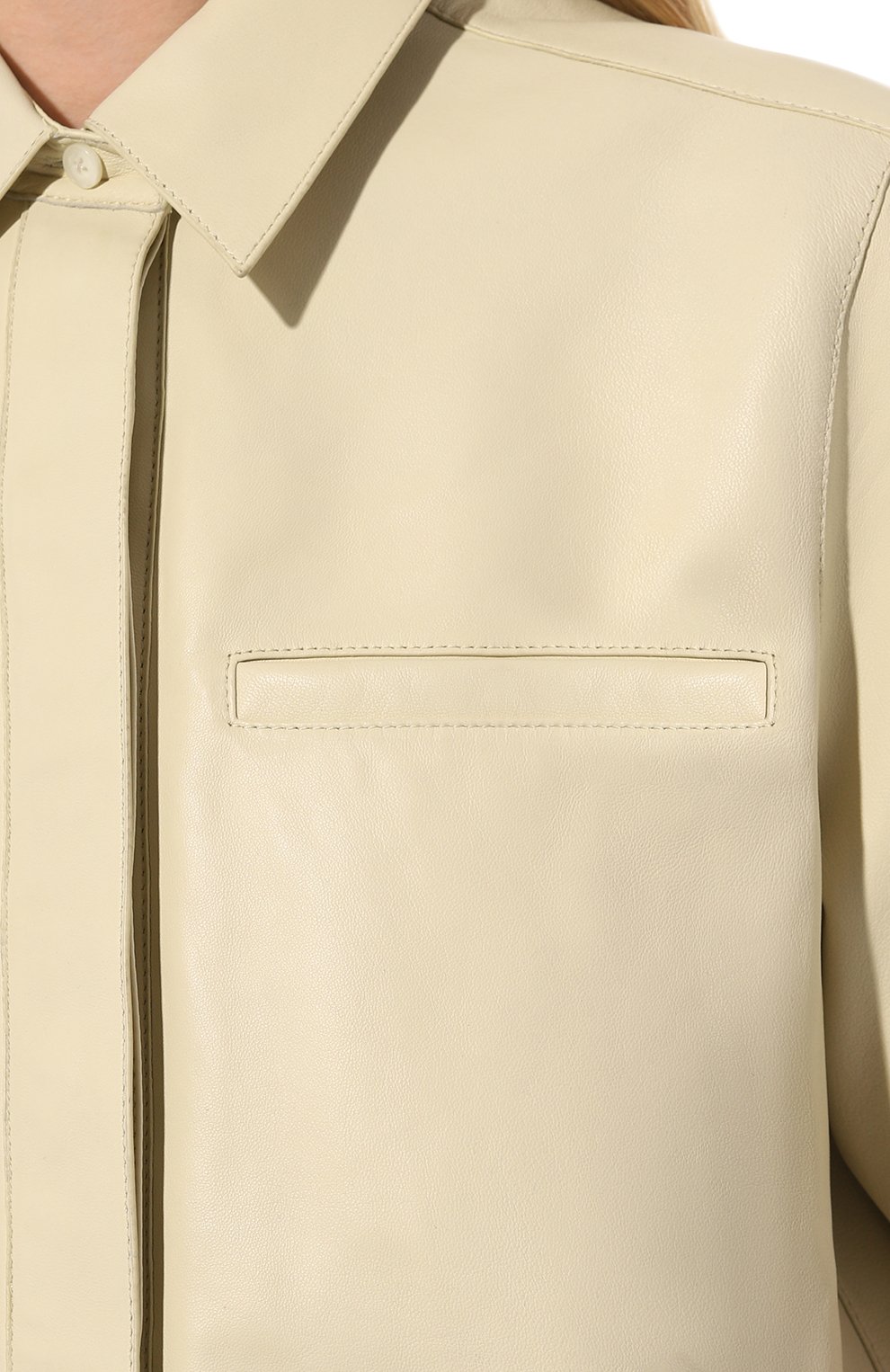 Кожаная рубашка YVES SALOMON светло-бежевого цвета по цене 119000 руб., арт. 23EYH20052APXX, фото 5 Кожаная рубашка YVES SALOMON, арт. 23EYH20052APXX, фото 5