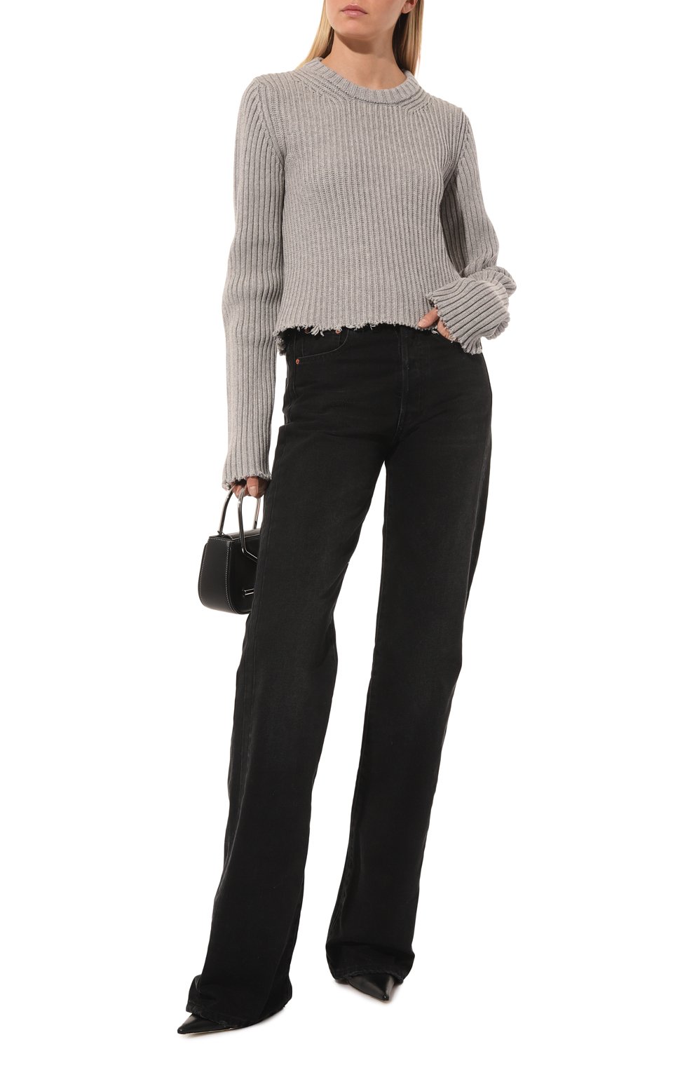 Пуловер из хлопка и шерсти MM6 серого цвета по цене 59950 руб., арт. S52GP0143/S18154, фото 2 Пуловер из хлопка и шерсти MM6, арт. S52GP0143/S18154, фото 2