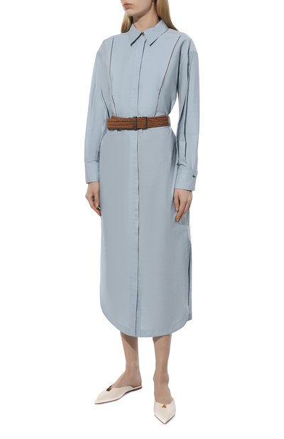 Хлопковое платье BRUNELLO CUCINELLI голубого цвета по цене 299000 руб., арт. M0F79A4908, фото 3 Хлопковое платье BRUNELLO CUCINELLI, арт. M0F79A4908, фото 3