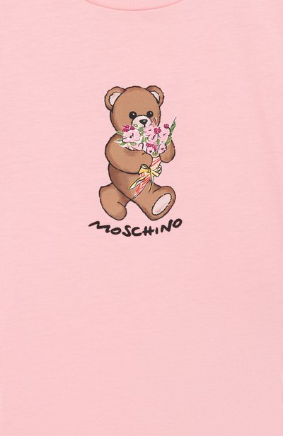 Хлопковая футболка MOSCHINO светло-розового цвета по цене 8995 руб., арт. MDM03N/LAA02, фото 3 Хлопковая футболка MOSCHINO, арт. MDM03N/LAA02, фото 3