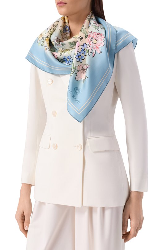 Шелковый платок Elie Saab 710010371 Голубой  710010371 Фото 2