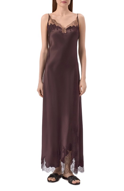 Шелковая сорочка Carine Gilson AL0253DS Коричневый  AL0253DS Фото 2