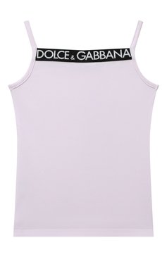 Детская хлопковая майка DOLCE & GABBANA светло-розового цвета, арт. L5J714/FUGNE | Фото 2 (Рукава: Короткие; Материал сплава: Проставлено; Материал внешний: Хлопок; Драгоценные камни: Проставлено; Ростовка одежда: 4 года | 104 см, 5 лет | 110 см)