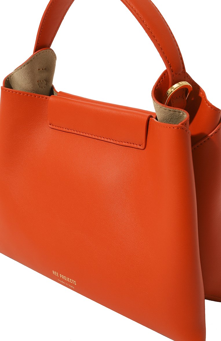 Женская сумка elieze mini REE PROJECTS оранжевого цвета, арт. AW22/ELIEMI1SC | Фото 3 (Размер: mini; Сумки-технические: Сумки top-handle; Ремень/цепочка: На ремешке; Материал: Натуральная кожа; Материал сплава: Проставлено; Драгоценные камни: Проставлено)
