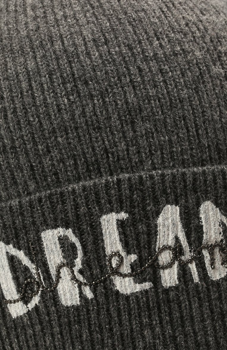 Детского кашемировая шапка BRUNELLO CUCINELLI темно-серого цвета, арт. B12M11299B | Фото 3 (Материал: Текстиль, Кашемир, Шерсть; Материал сплава: Проставлено; Нос: Не проставлено)