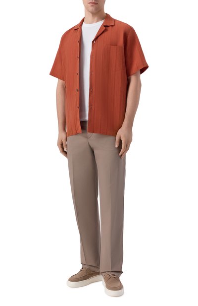 Мужская рубашка изо льна и хлопка BOSS CAMEL, арт. 50560318